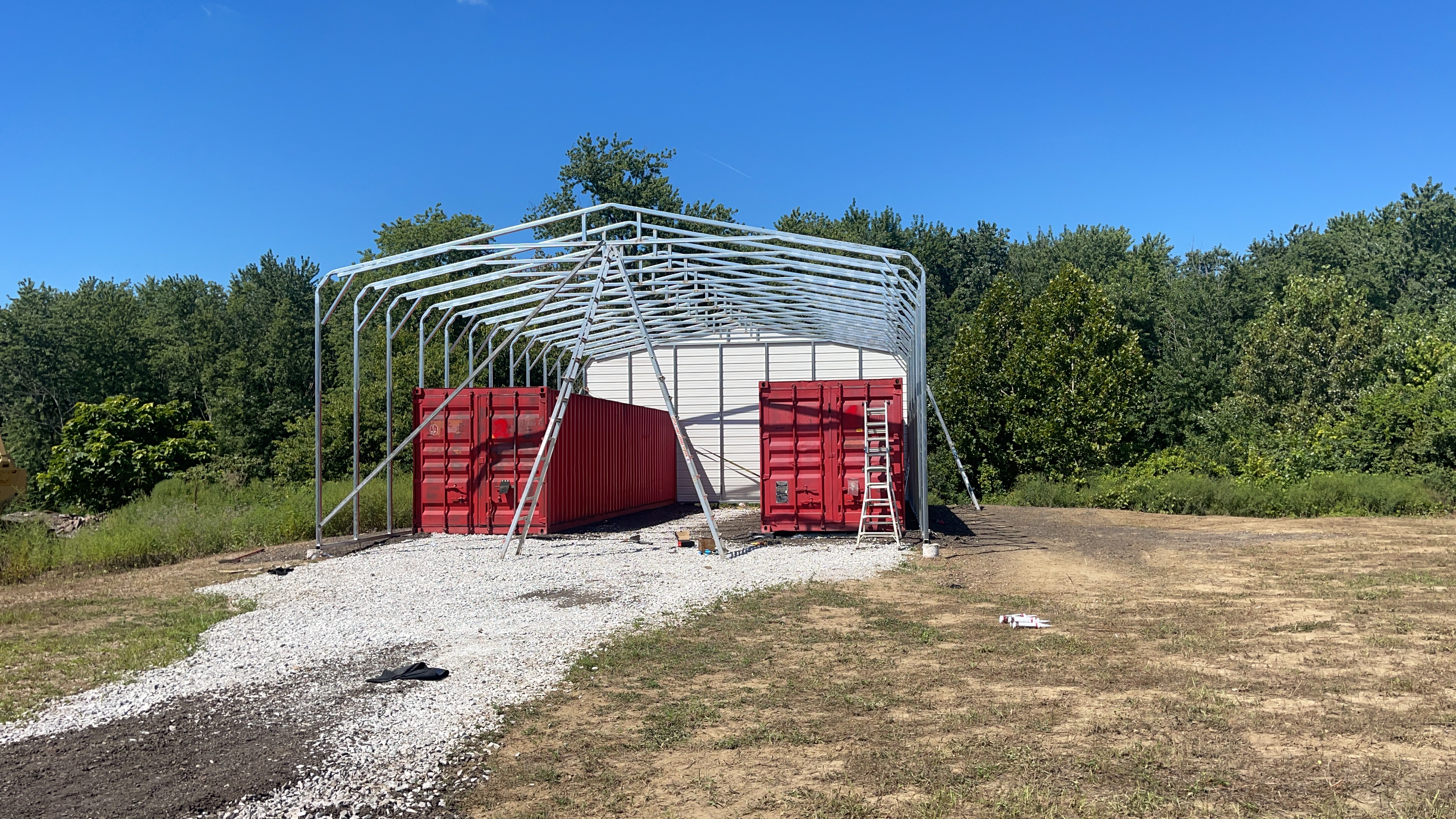 Shipping Container Canopy Cover & Clear-Span Truss — Custom Building in Indiana