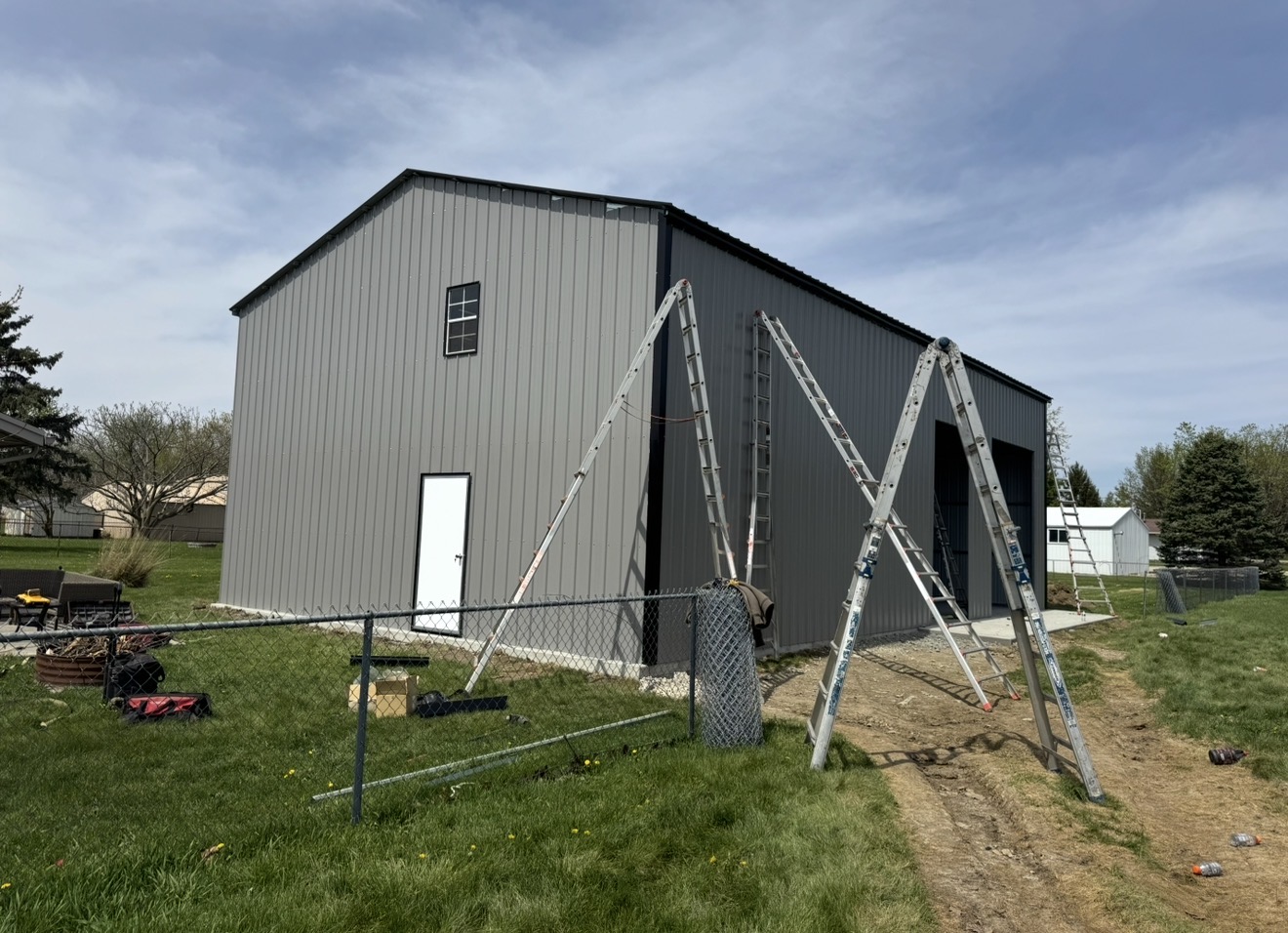 High-Eave Metal Workshop with Upper Loft Window — Barndominium in Indiana