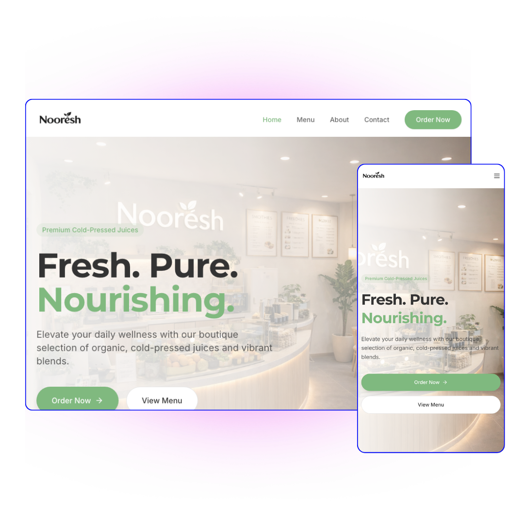 Noorēsh Cold-Pressed Juices — Organic Juices & Wellness website preview