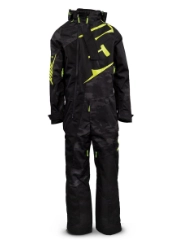 Snowmobile riding gear and mono suit on display at Al's Snowmobile Parts Warehouse