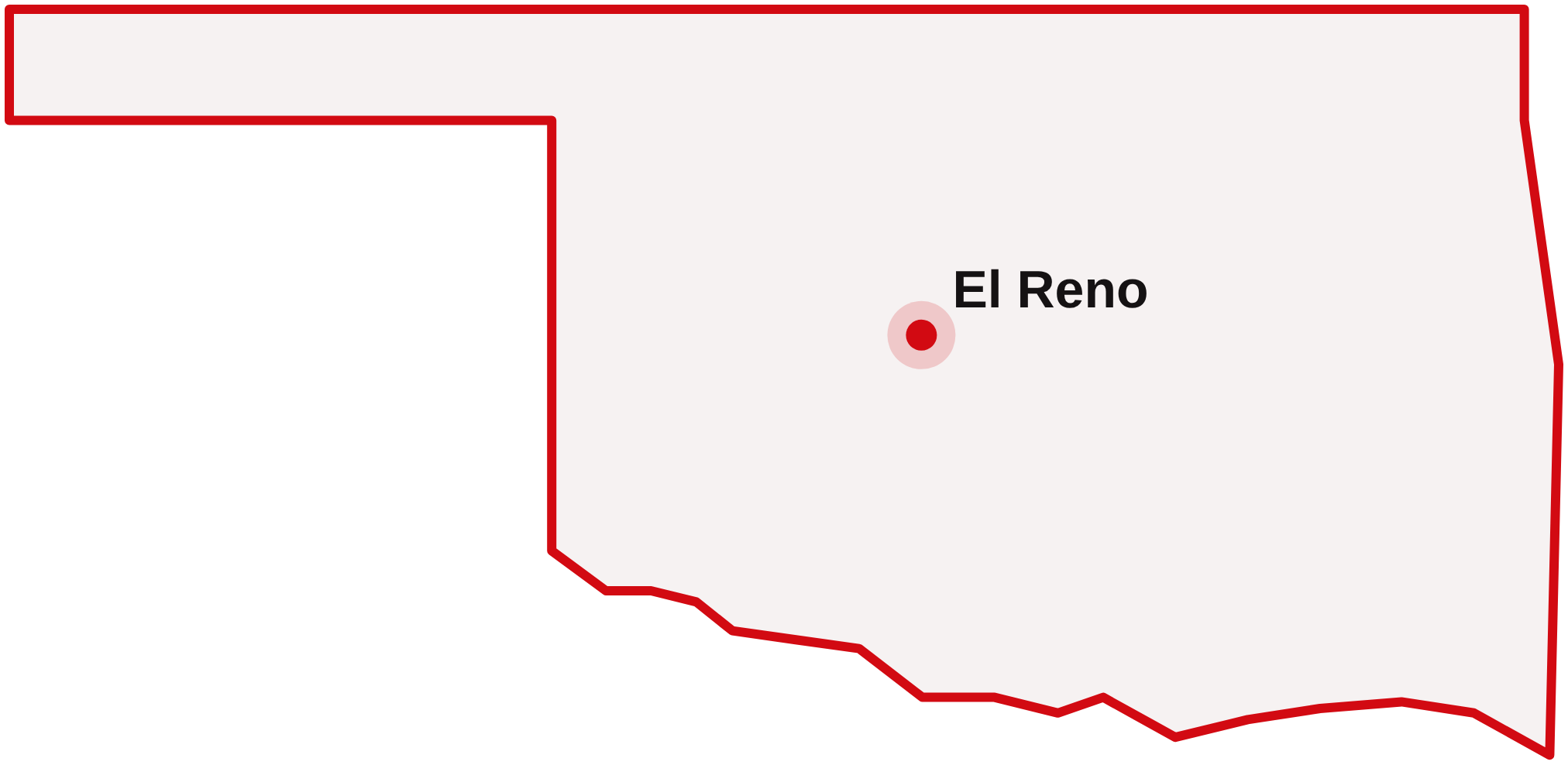 Map of Oklahoma highlighting El Reno
