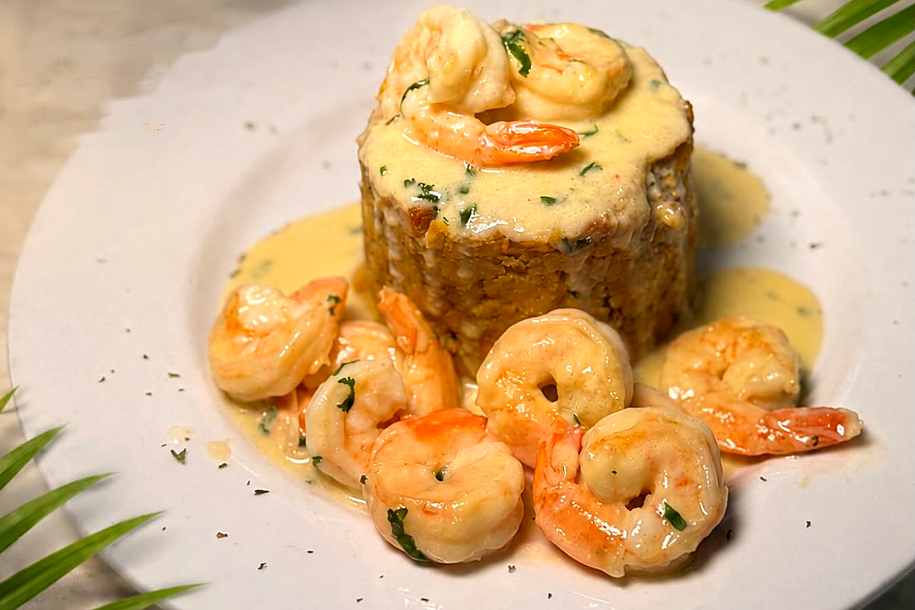 Mofongo with Shrimp in Garlic Sauce