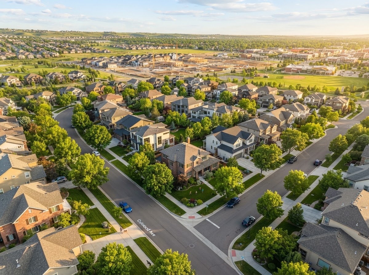 Aerial view of a residential investment neighborhood
