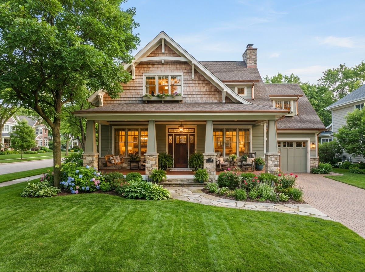 Welcoming family home with a manicured lawn
