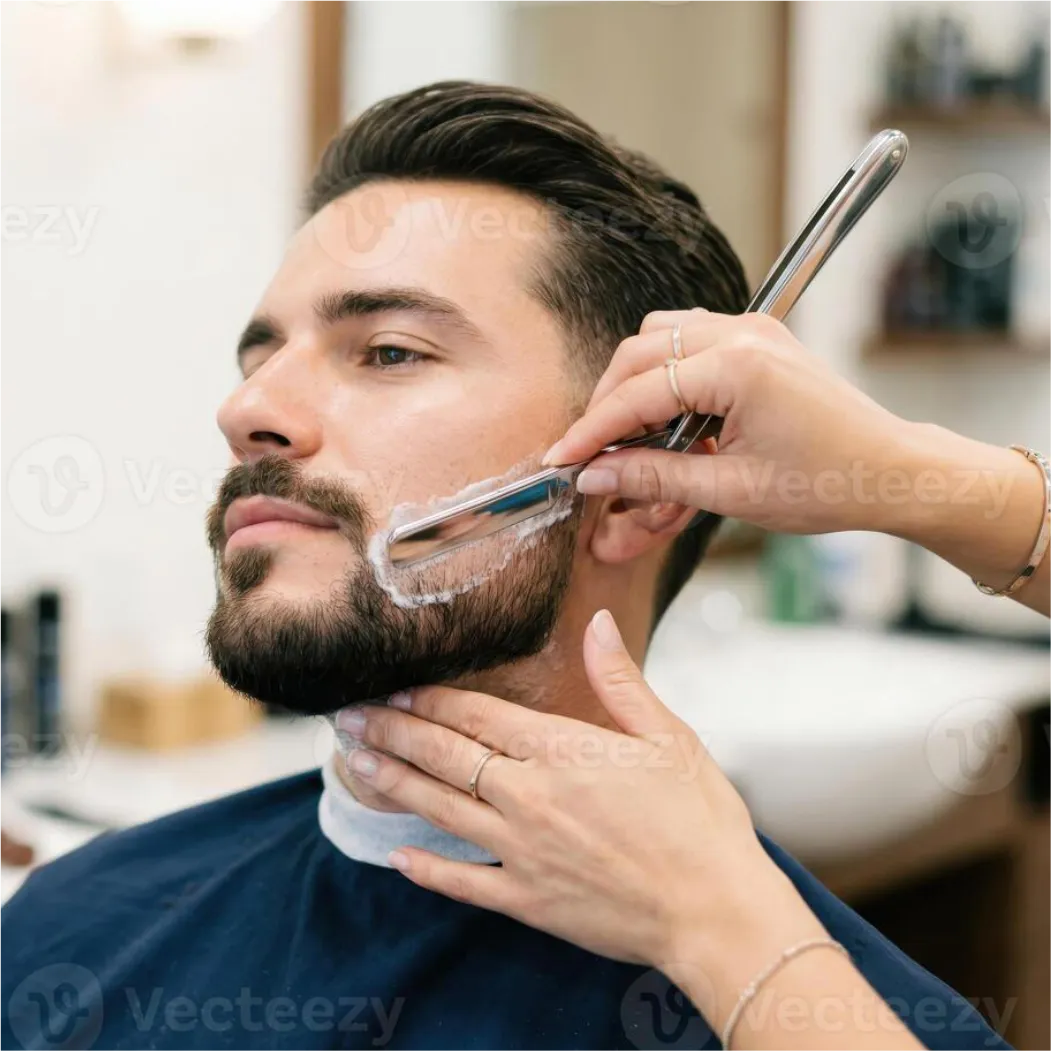 Razor-sharp beard lineup edges at barbershop in East York Toronto