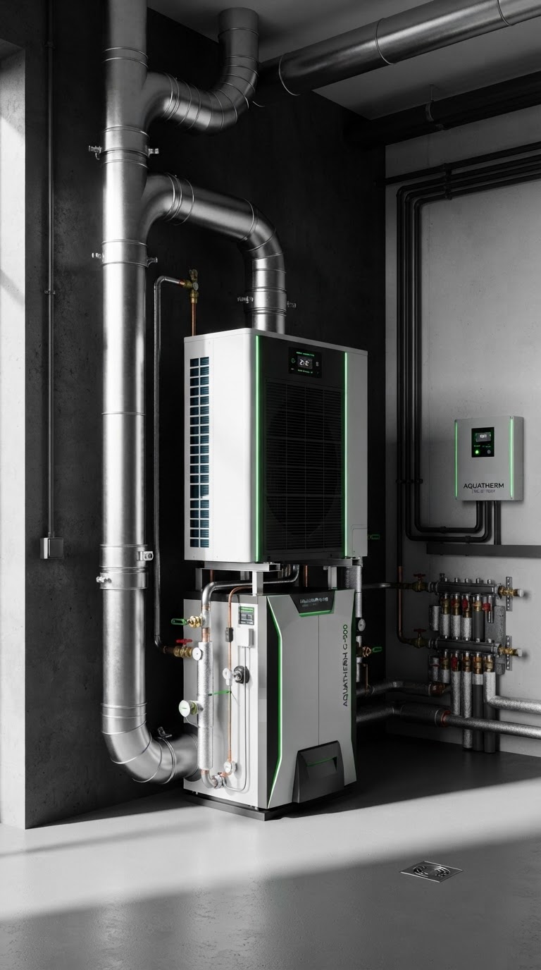 HVAC technician installing heating and cooling equipment
