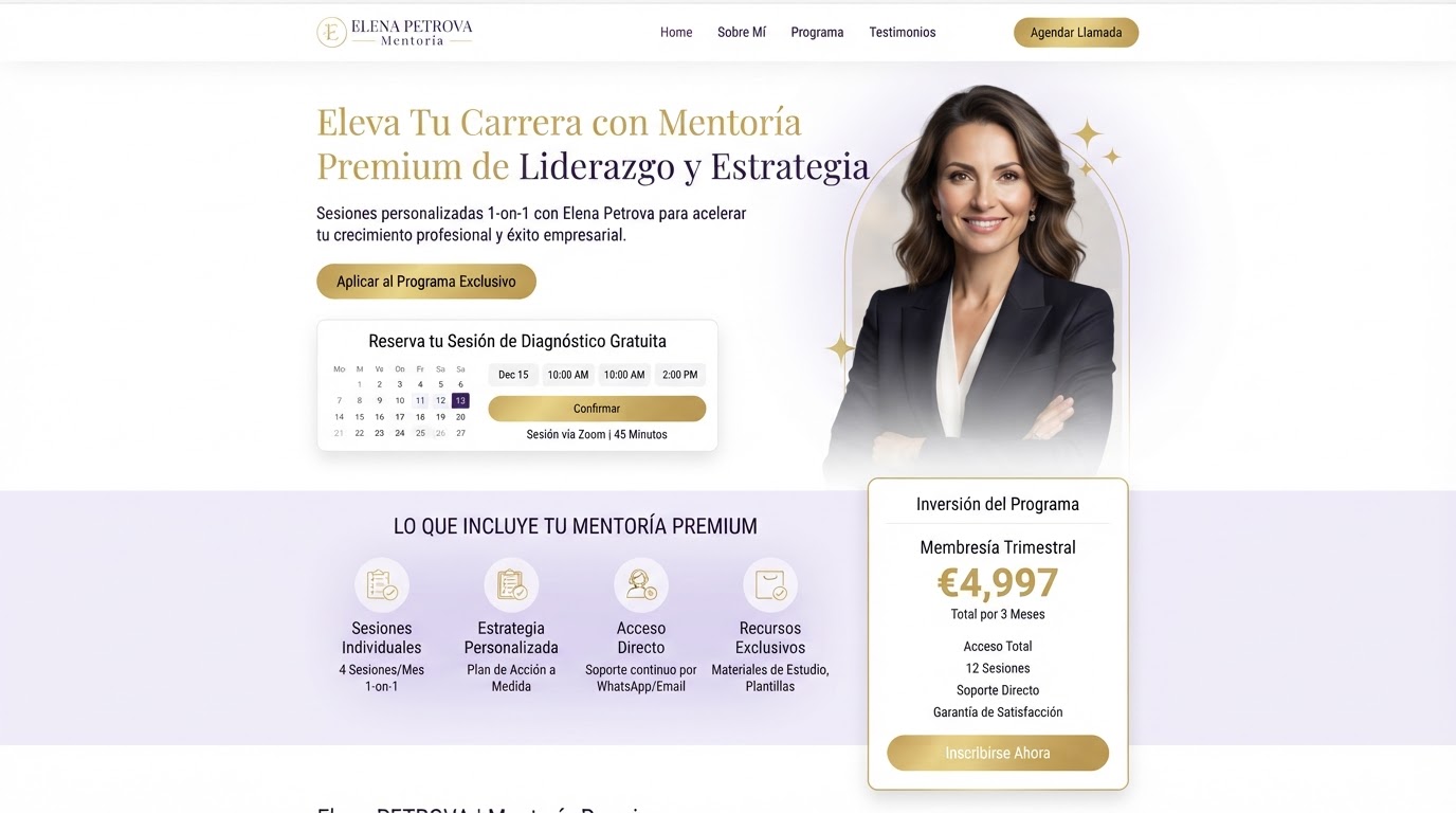 Mentoría premium — Después · Programa de mentoría
