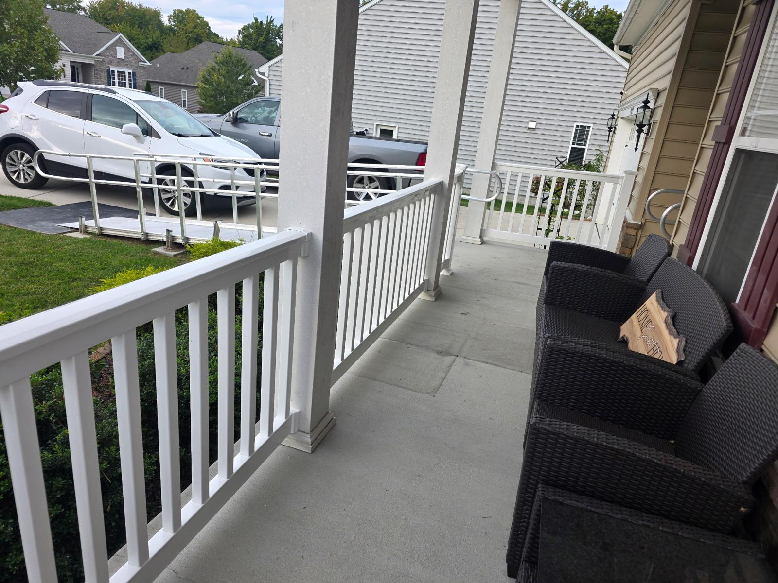 Custom Front Porch Vinyl Railing — Railings & Decks by JA Fencing LLC