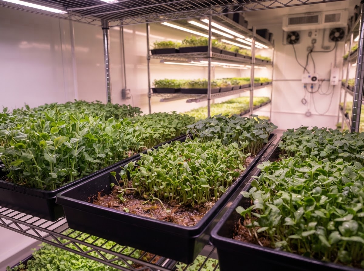 Modular shipping containers adapted for indoor controlled-environment crop growing