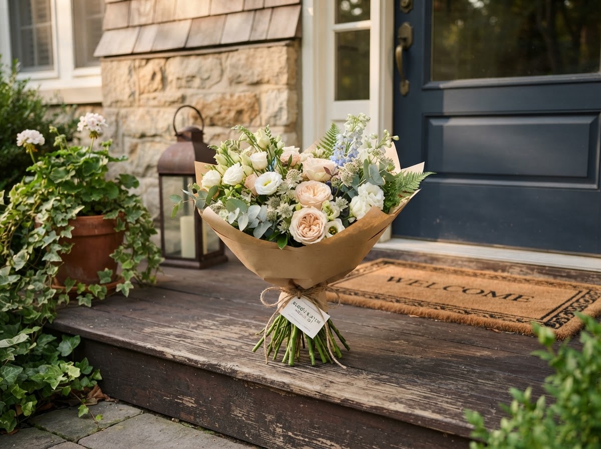 A weekly wrapped bouquet of fresh seasonal stems
