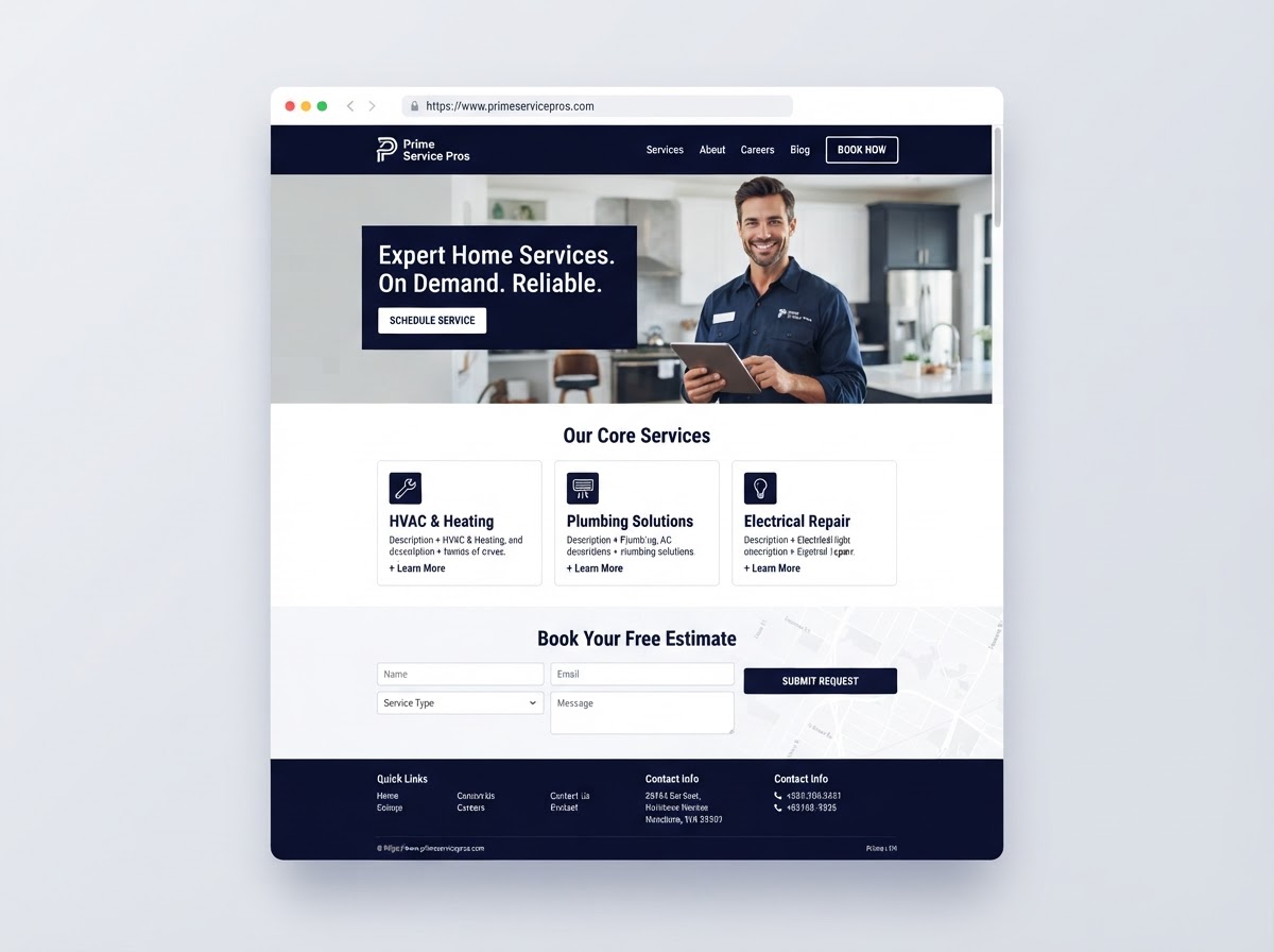 Preview of a clean, modern website built by More Connections for a local service business