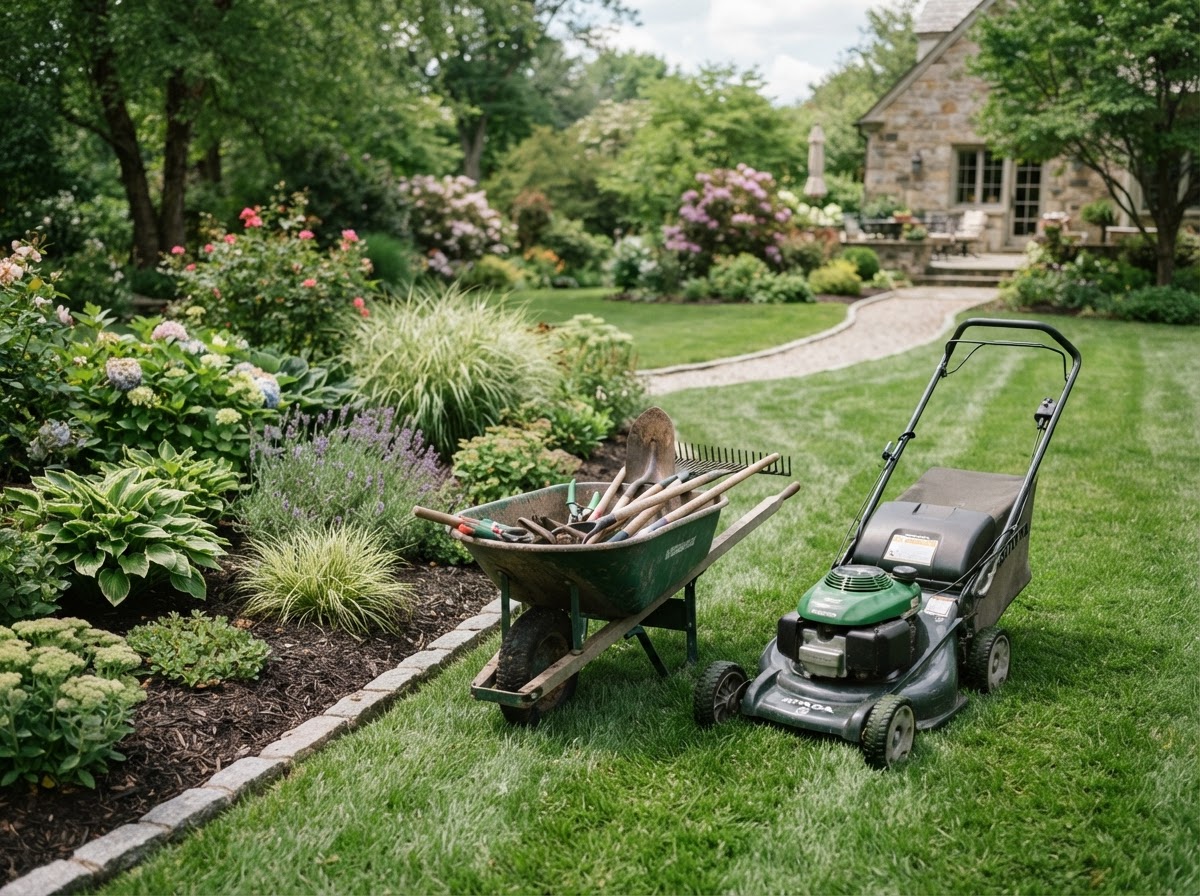 Lawn and landscape care for a property in the Oconee County area.