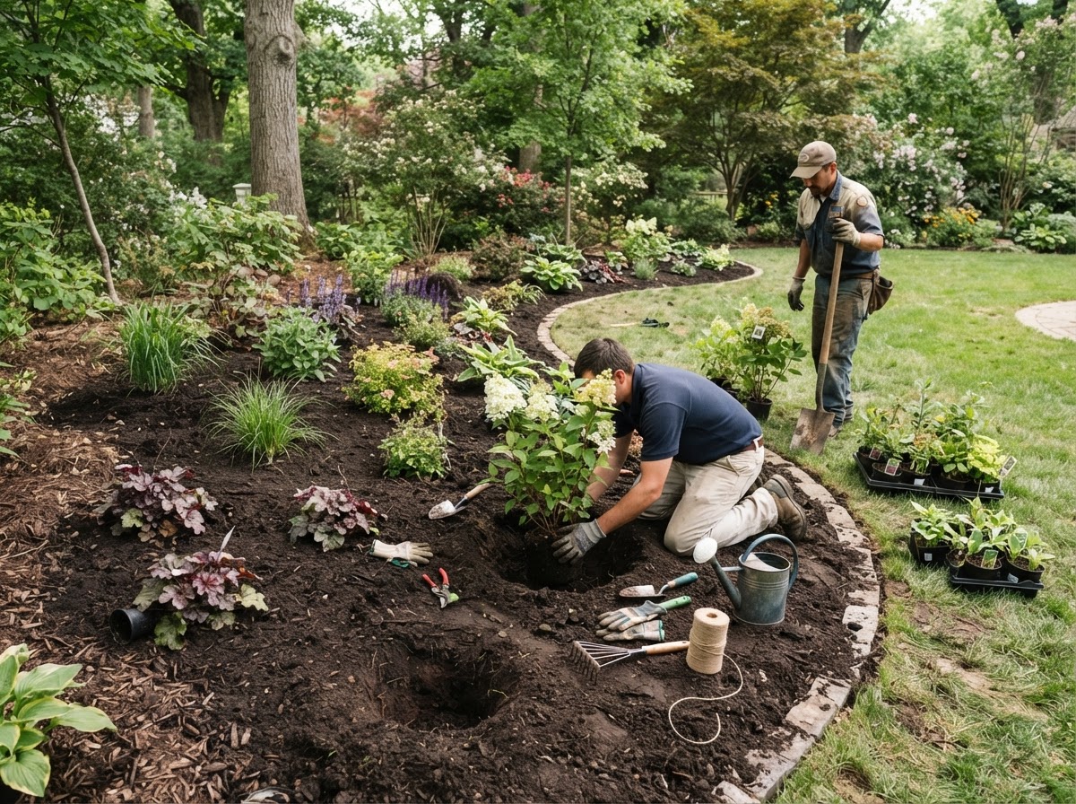 Landscape installation work in the Oconee County area.
