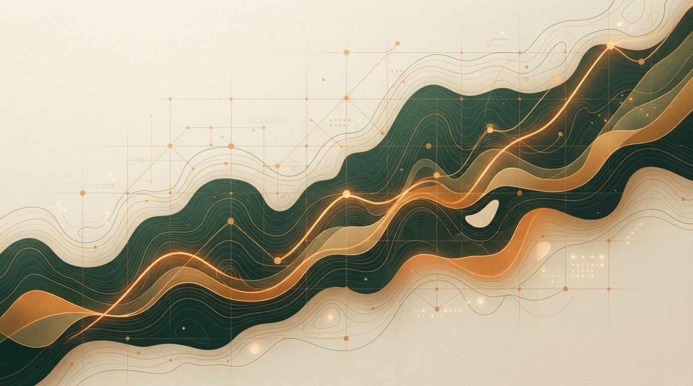Abstract acquisition command center: valuation topography and cash-flow curves