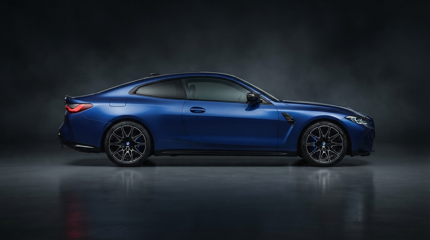 BMW M4 Competition side profile showing PPF coverage areas