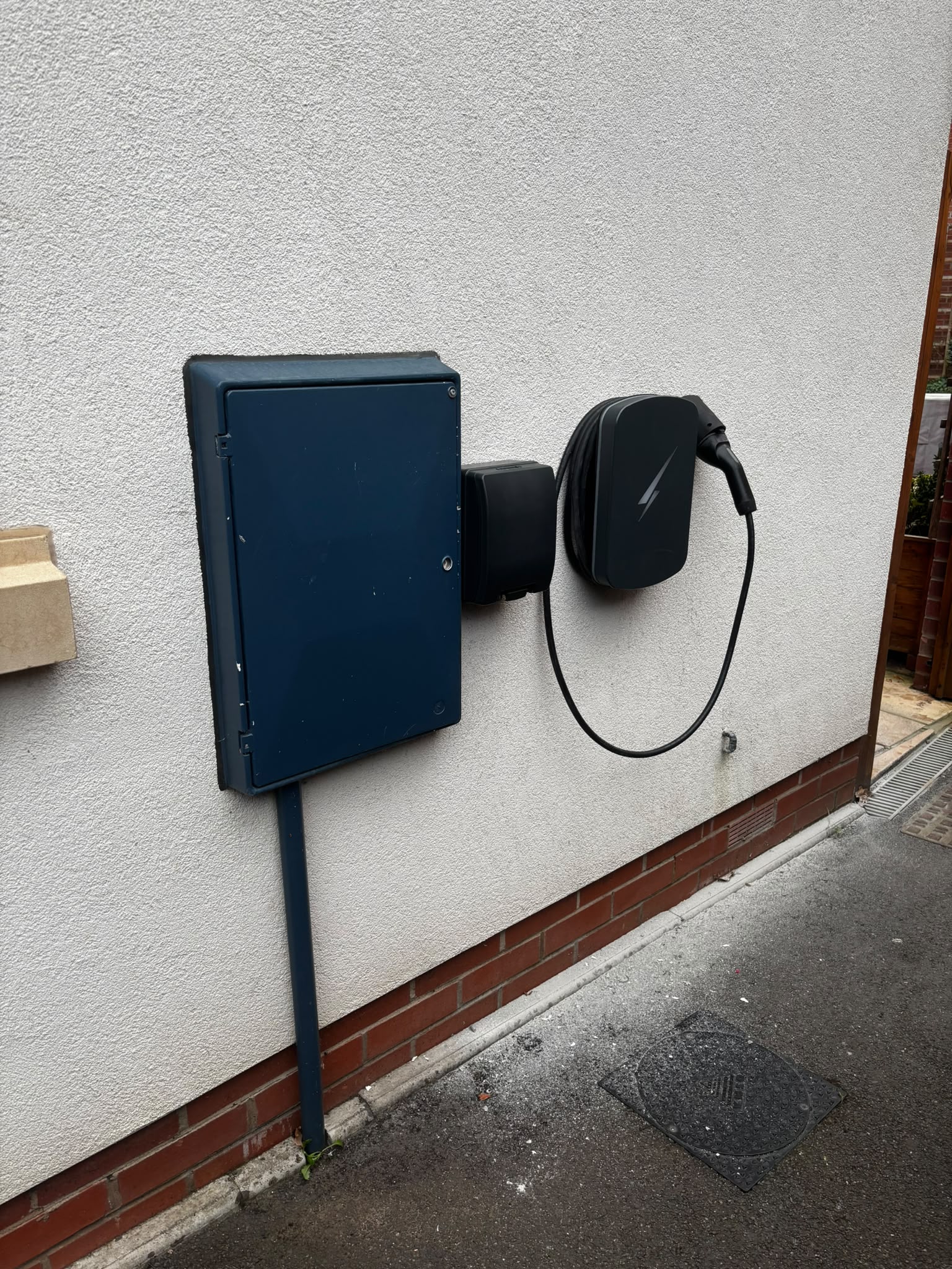 External EV charger and meter box installation