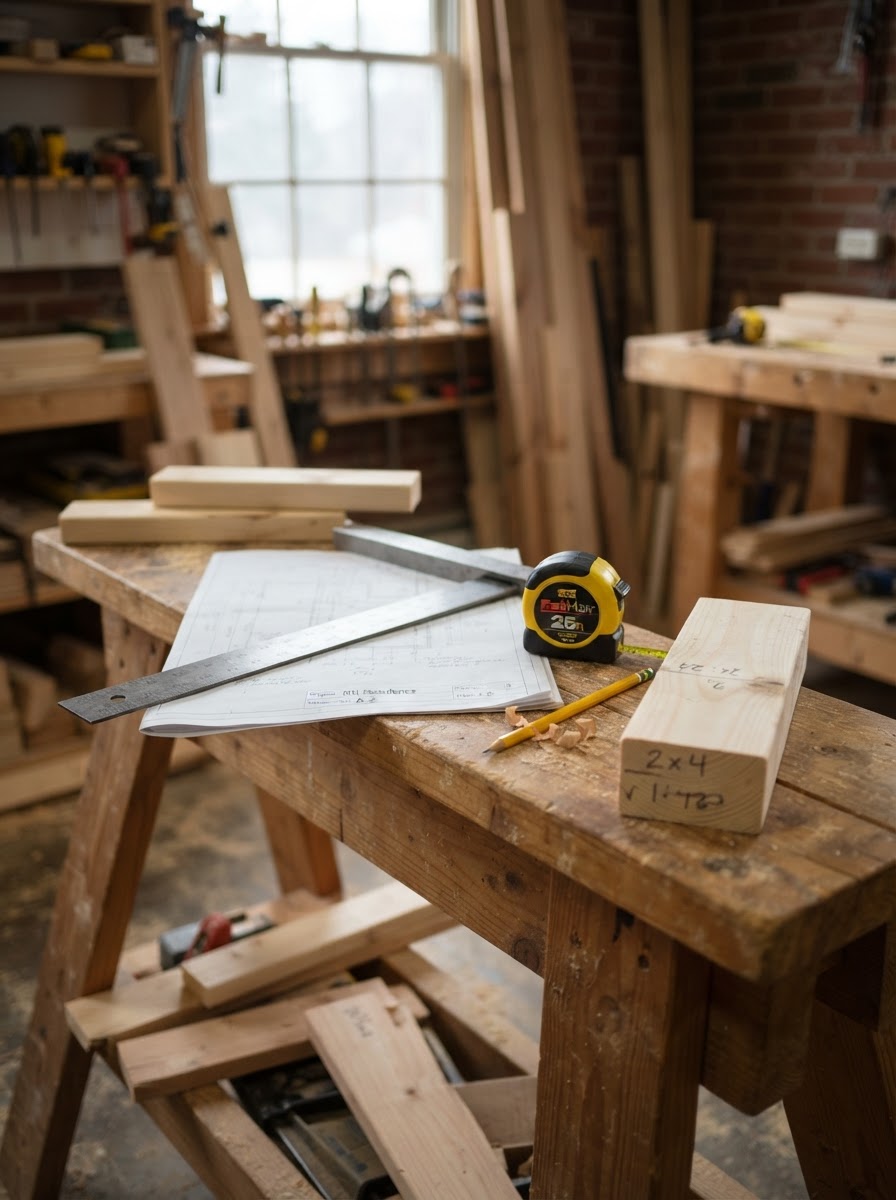 Carpentry tools and framing materials representing Silvey Home Improvements