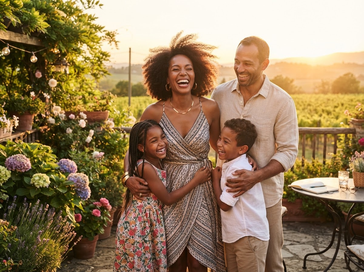 Mother entrepreneur enjoying uninterrupted family moments outdoors