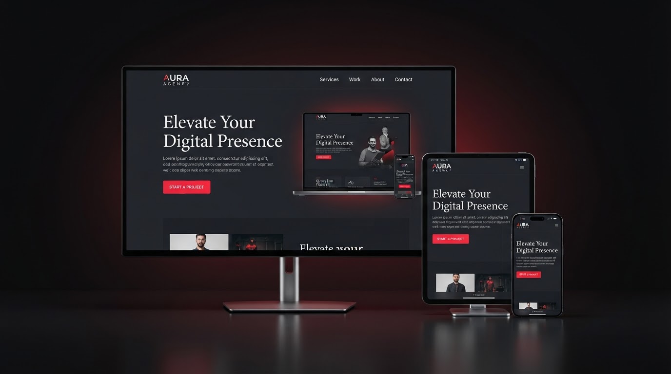 A custom business website shown across desktop, tablet, and phone — designed by Review Season