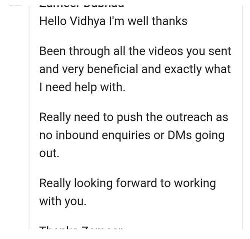 Client feedback: Looking forward to working with you