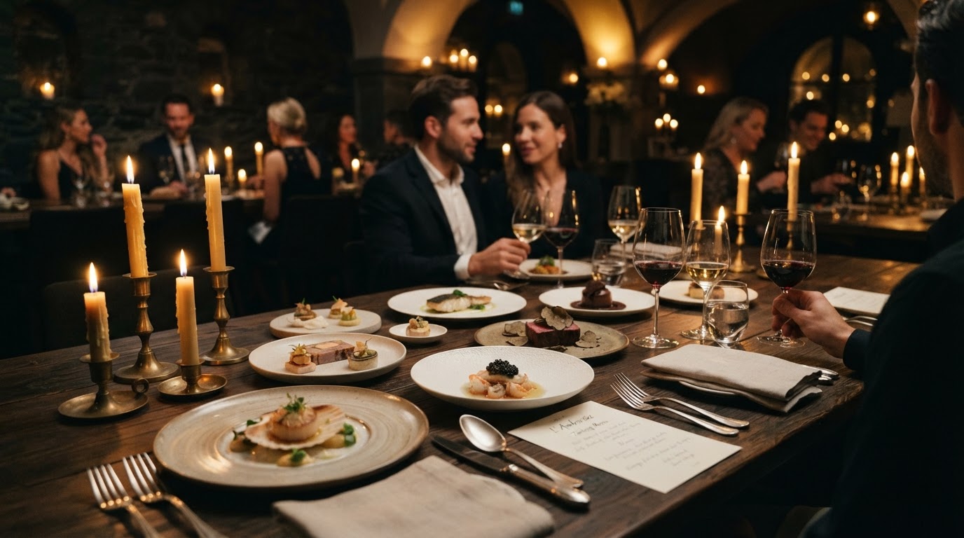 Table de dégustation dressée