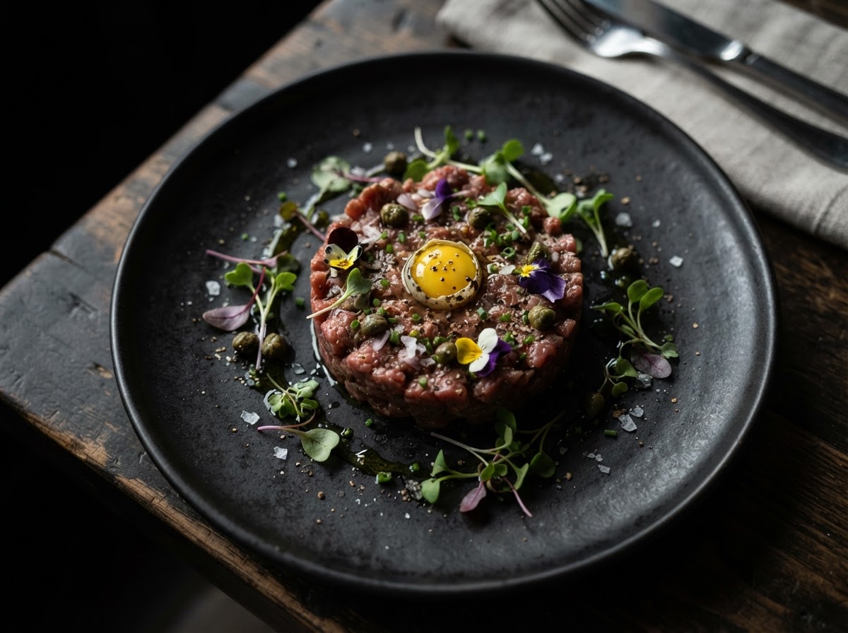 Tartare de bœuf coupé au couteau