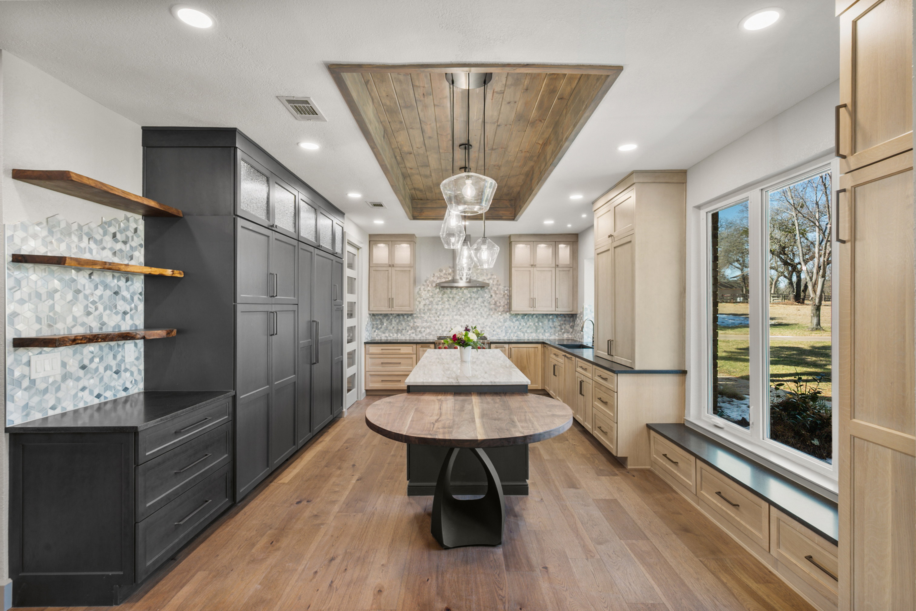 After: Custom Wood Ceiling & Pantry Wall Remodel designed by Marta Layton