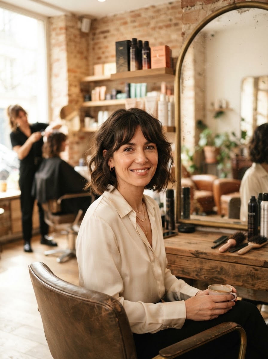 Textured French Bob with Soft Fringe