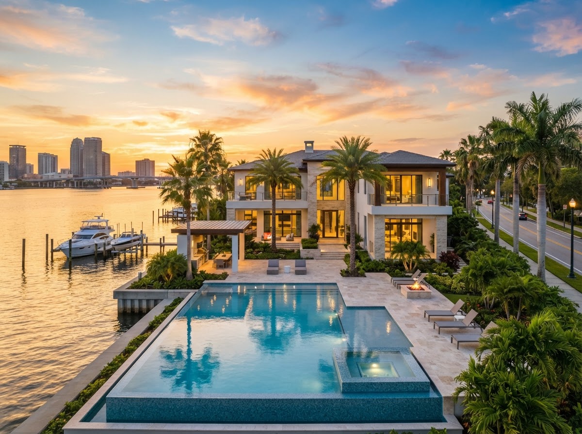 Luxury waterfront mansion along Bayshore Boulevard in Tampa, Florida