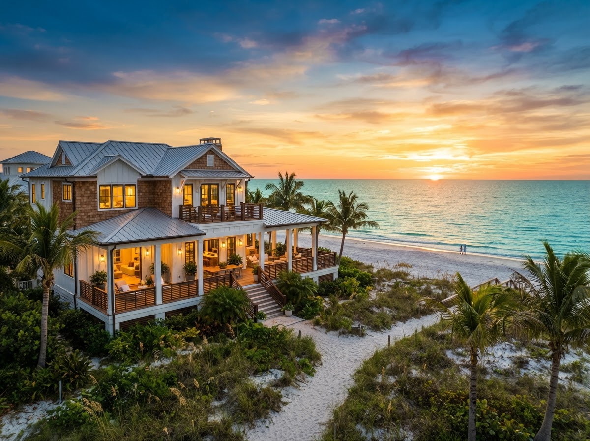 Luxury coastal beachfront home in Anna Maria Island, Florida