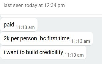Client chat: Paid 2k per person to build credibility
