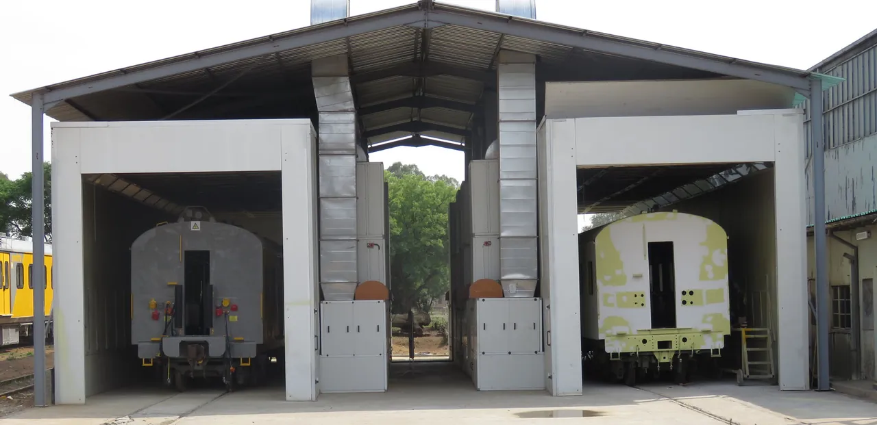 Exterior workshop bays in a historical rail depot