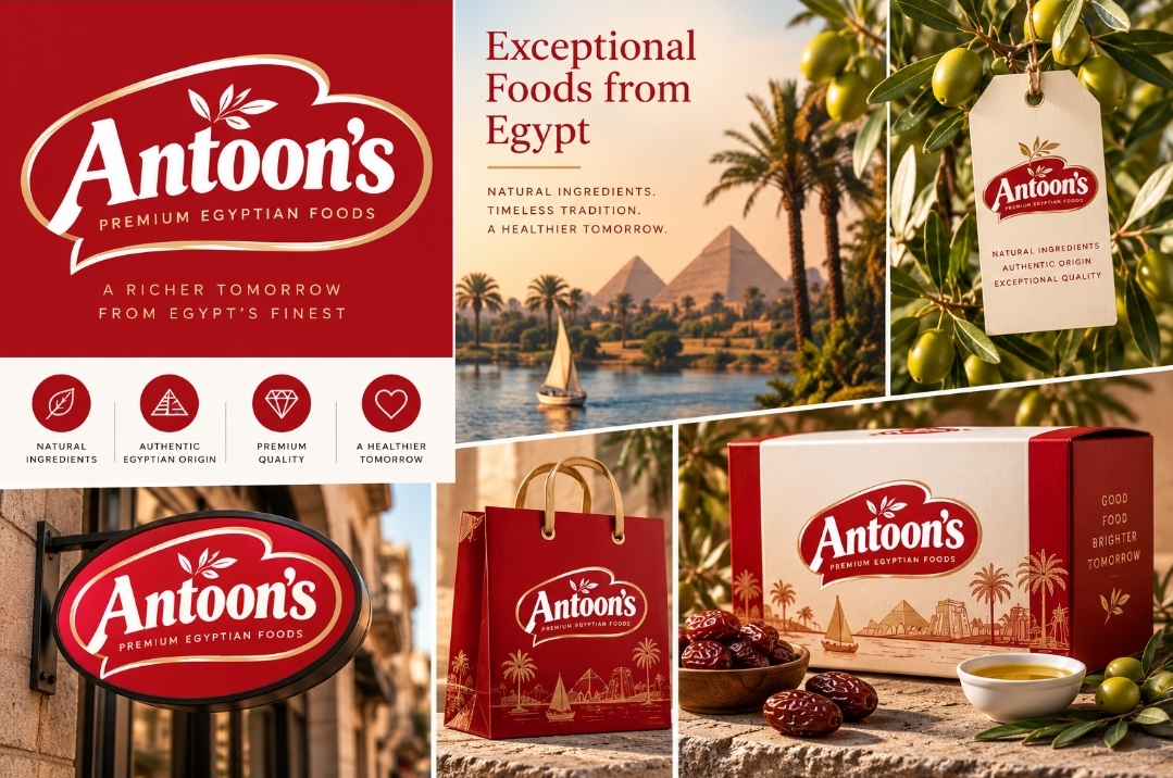 Antooon's brand heritage — Nile landscape with Egyptian pyramids and traditional felucca