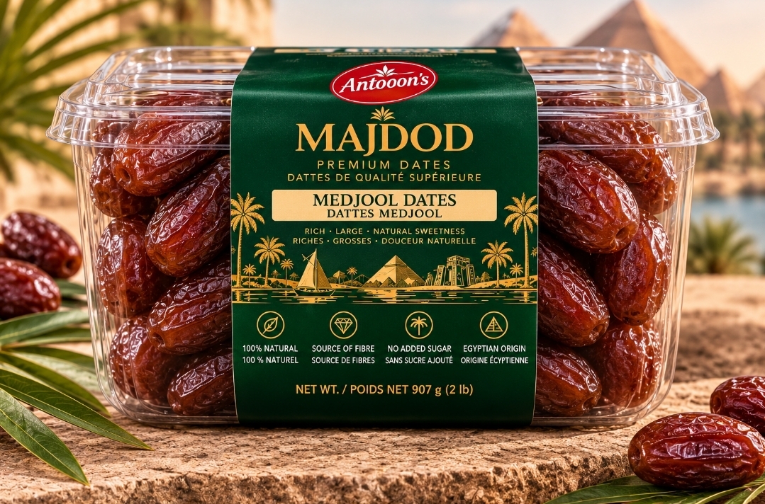 Antooon's MAJDOD Medjool Dates retail packaging