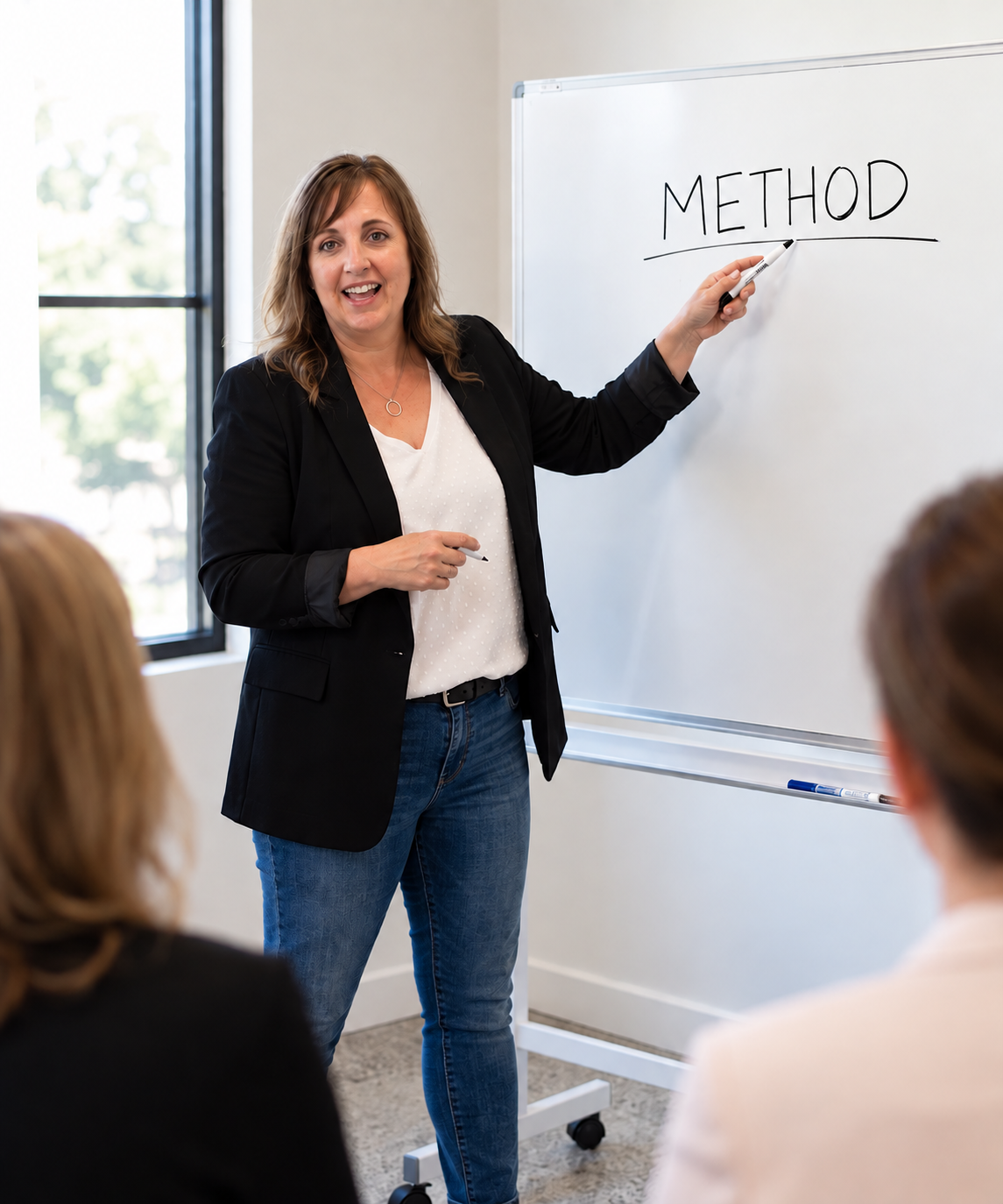 Tracy Sherriff mapping out a method at the whiteboard