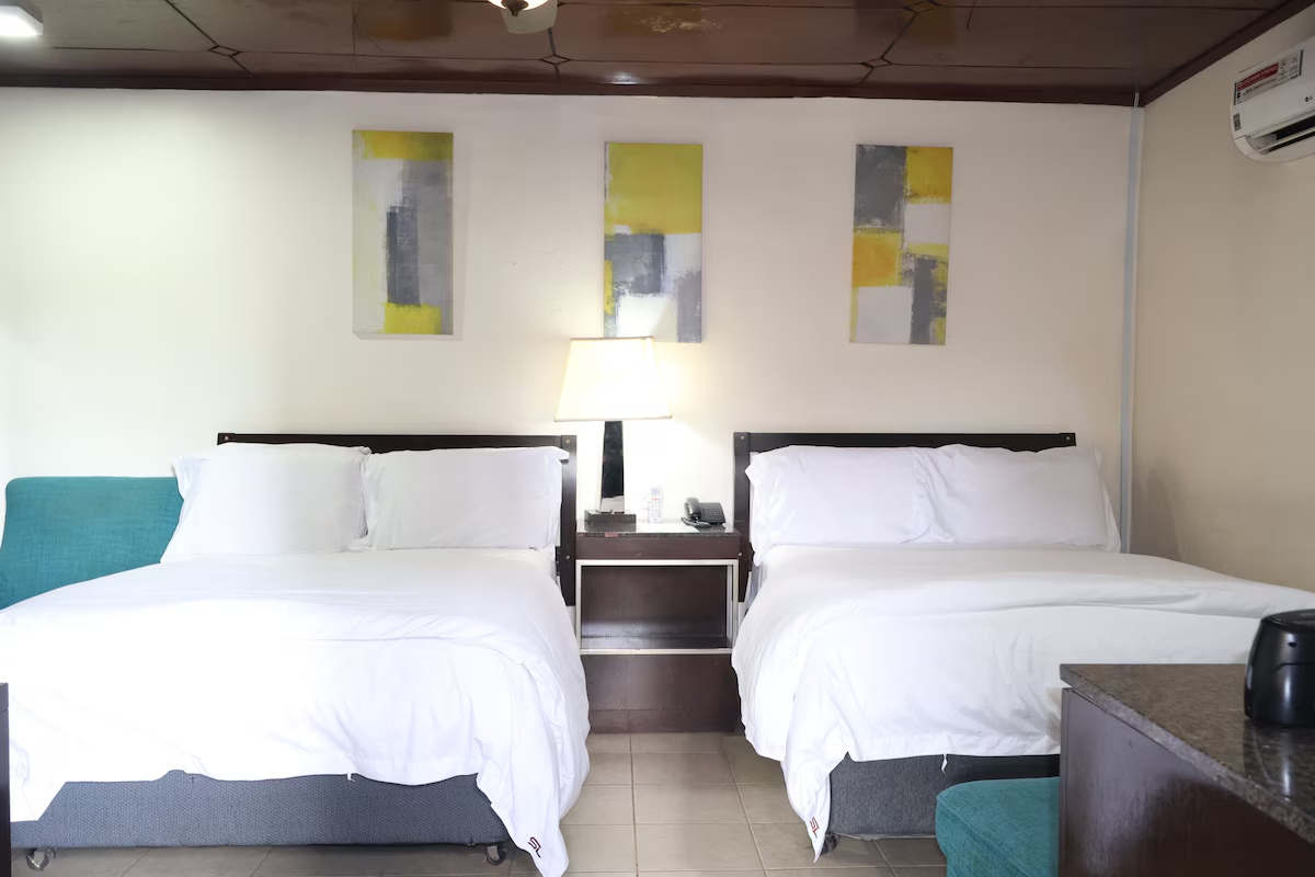 Stafford Lodge guest room with two full size beds