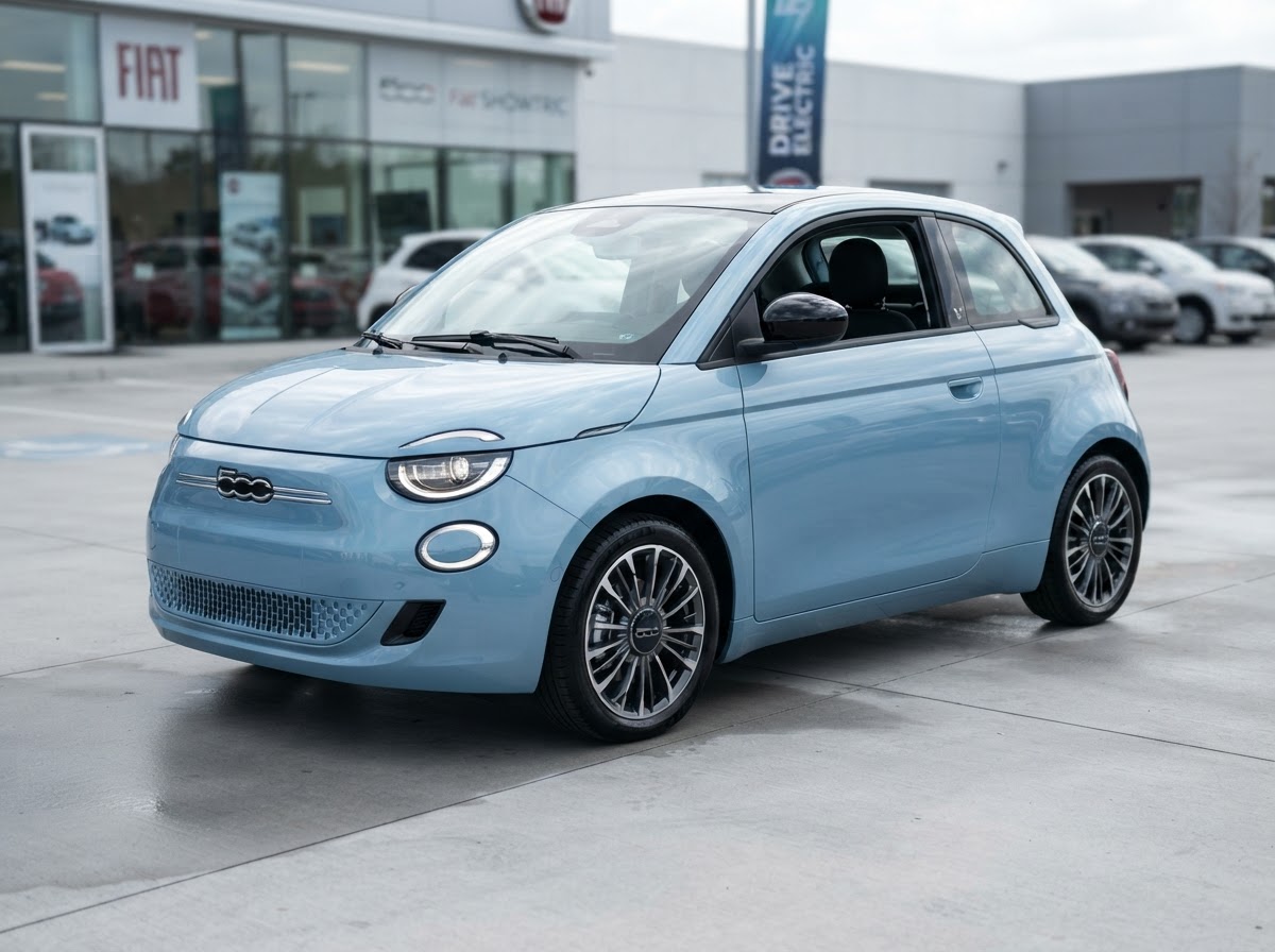 2024 Fiat 500e Prima Editione — Cielo Blue exterior