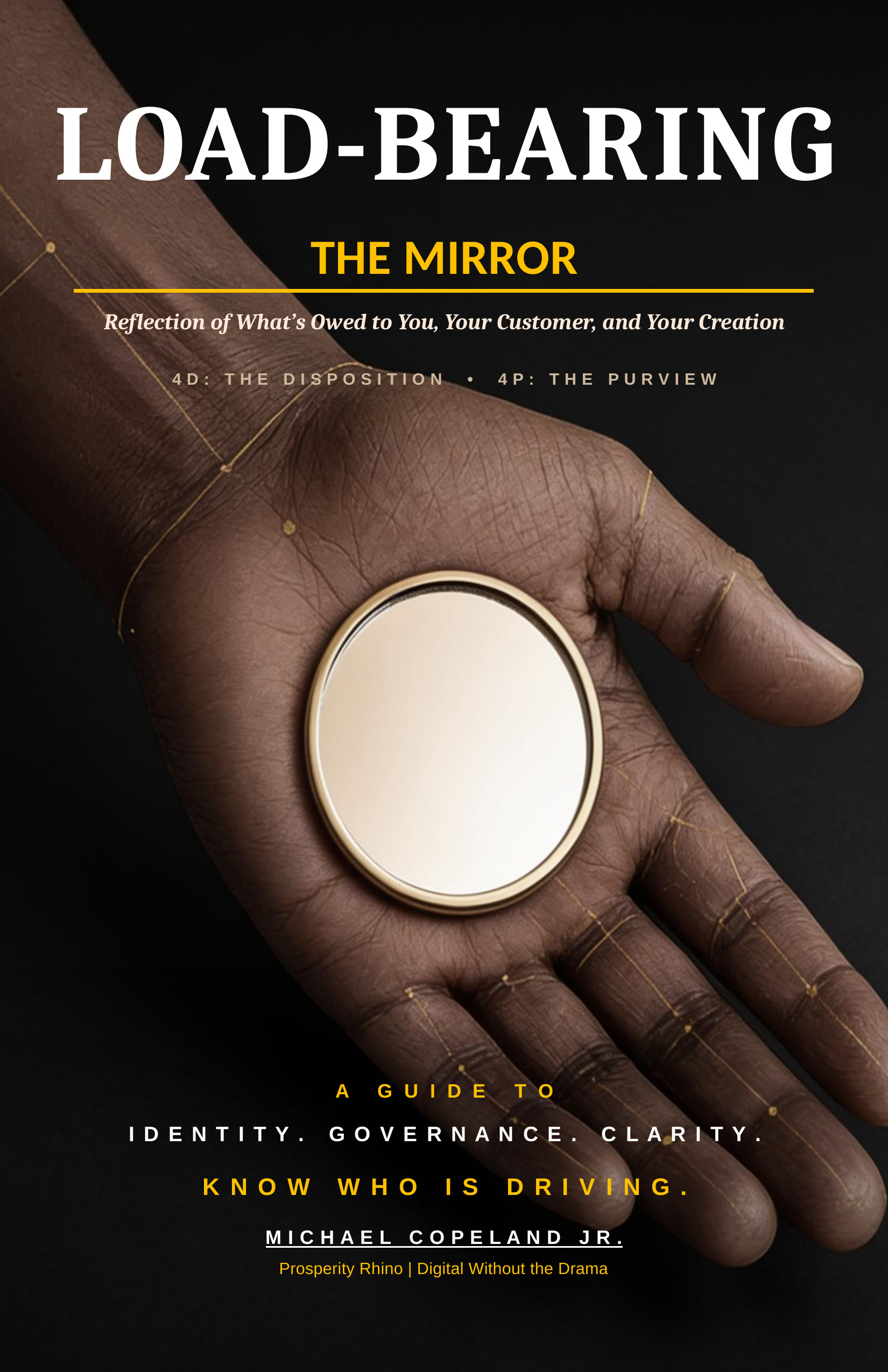 Cover of Load-Bearing: The Mirror, by Michael Copeland Jr. A hand holds a round mirror with a gold rim.