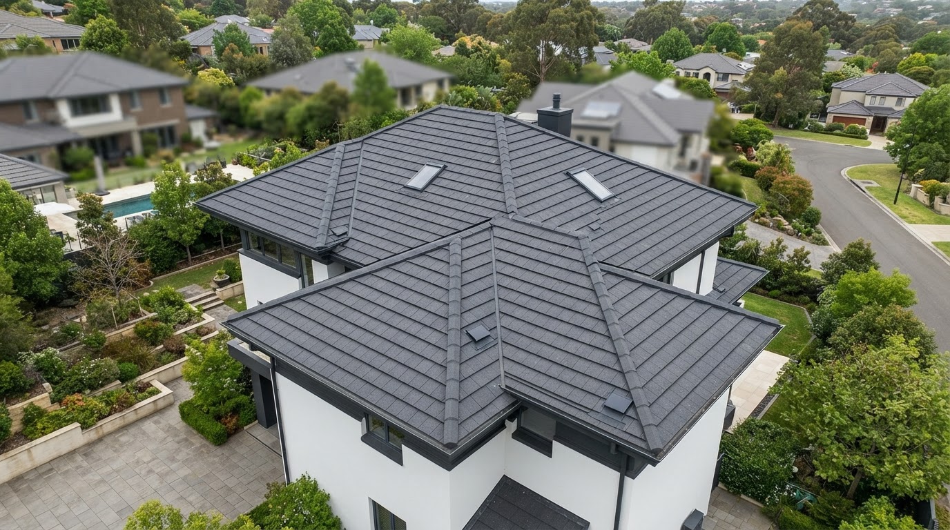 Roofing architecture and dark shingles