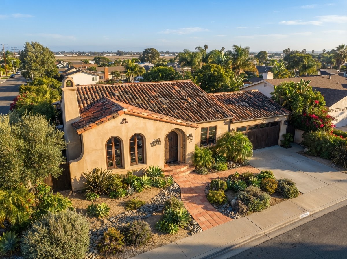 Before: weathered concrete tile roof on a Los Alamitos, CA home