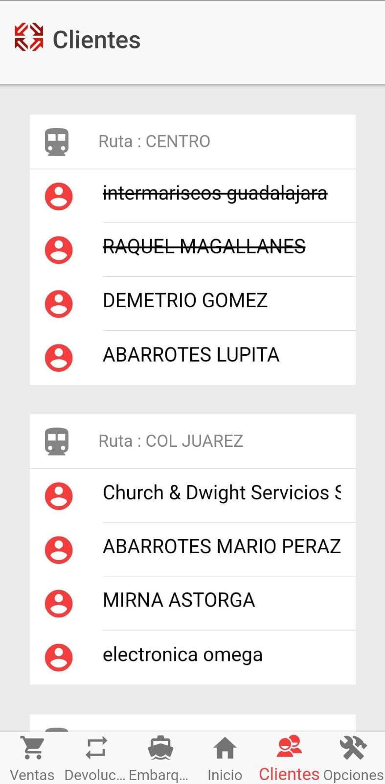 EnrutApp — clientes por ruta