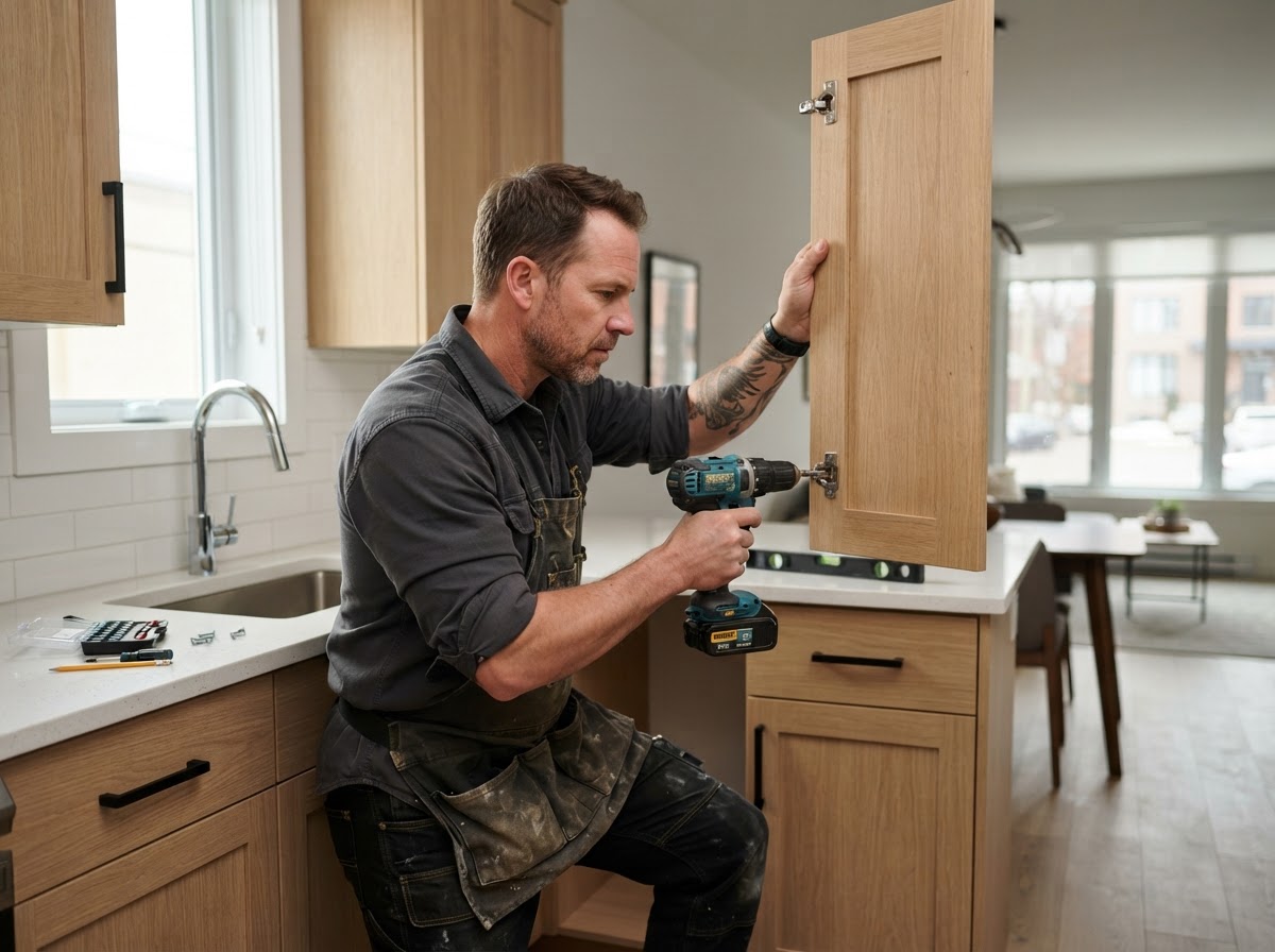 Professional handyman carrying out a repair in a residential property