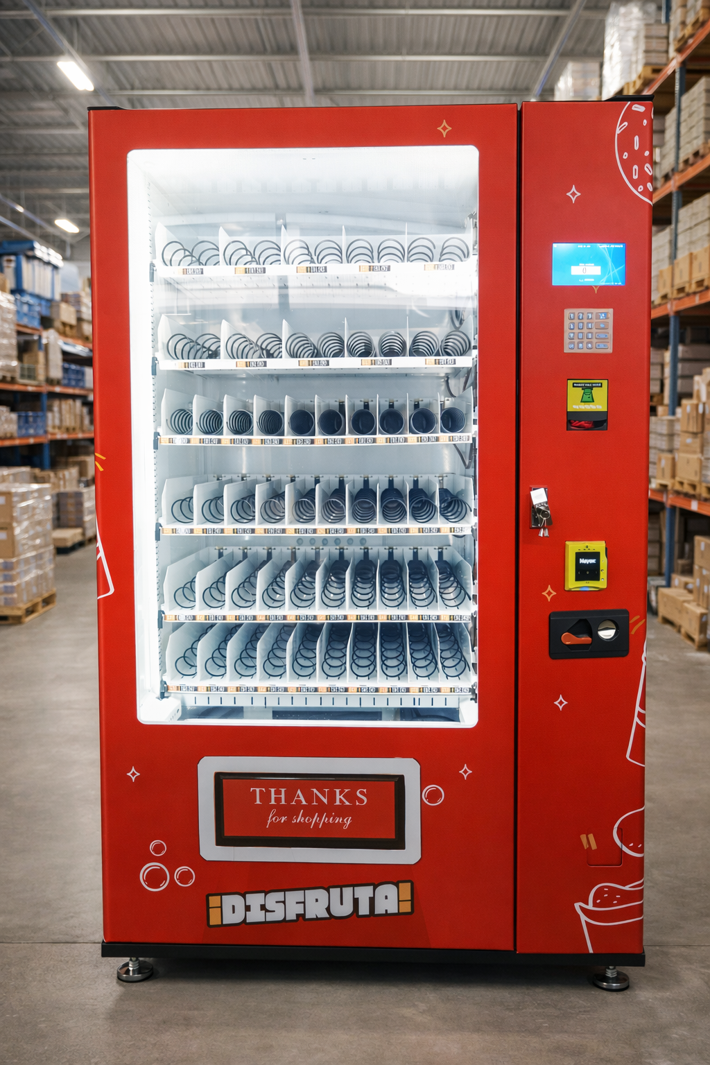 Máquinas expendedoras Snacks Depot instaladas en hilera