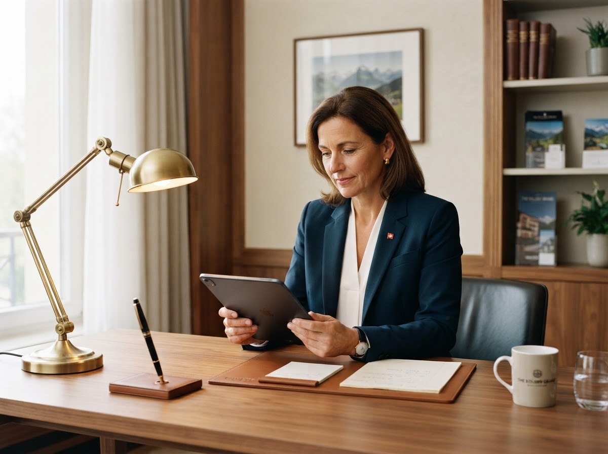 Hotelmanagerin im Backoffice bei der Arbeit
