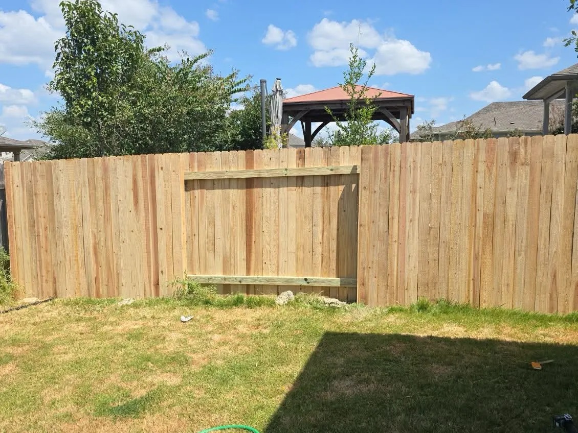 Board-on-Board Cedar Fence Section with Top Rail Stiffeners