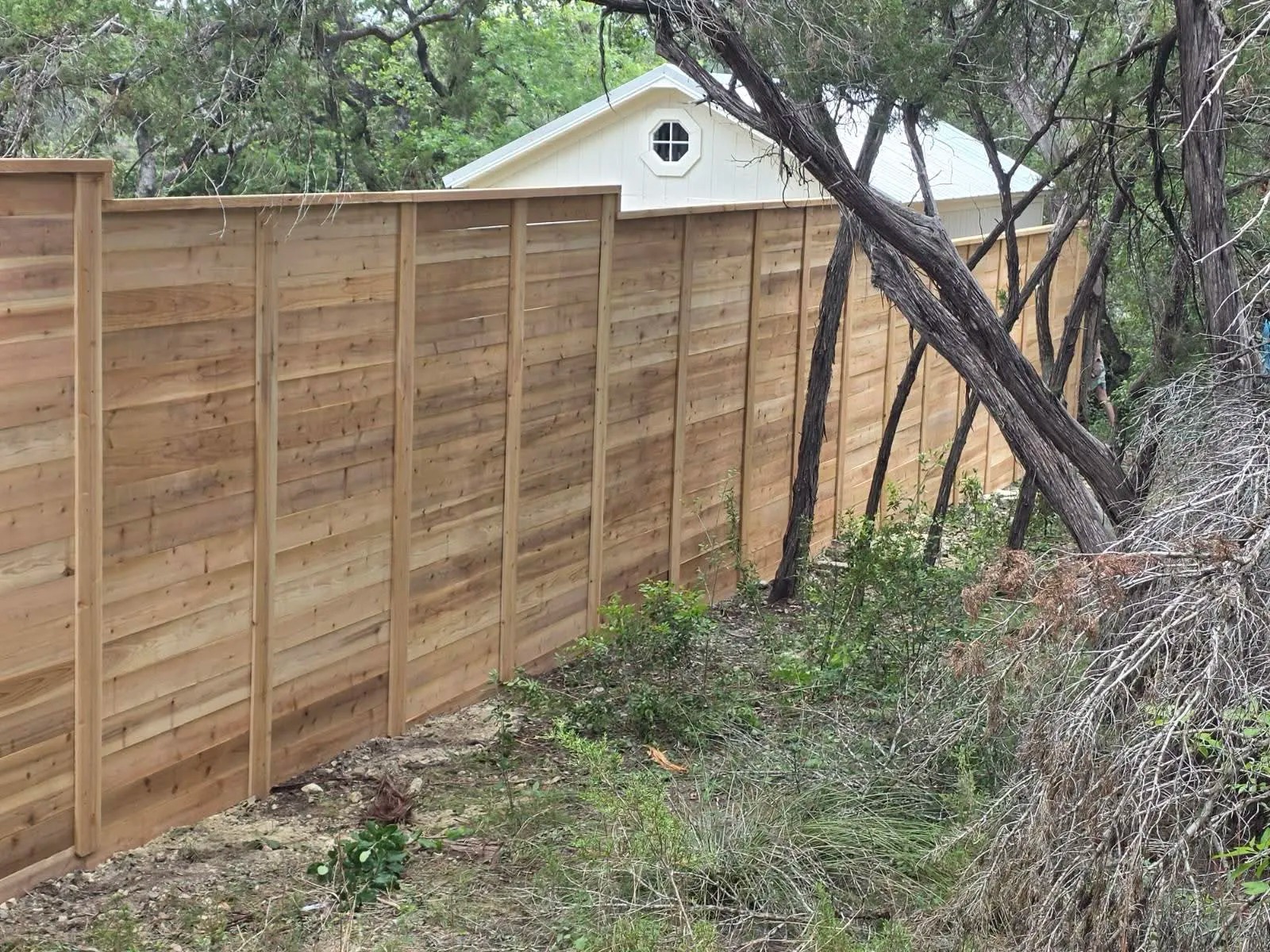 Custom Horizontal Cedar Estate Fence & Top Trim