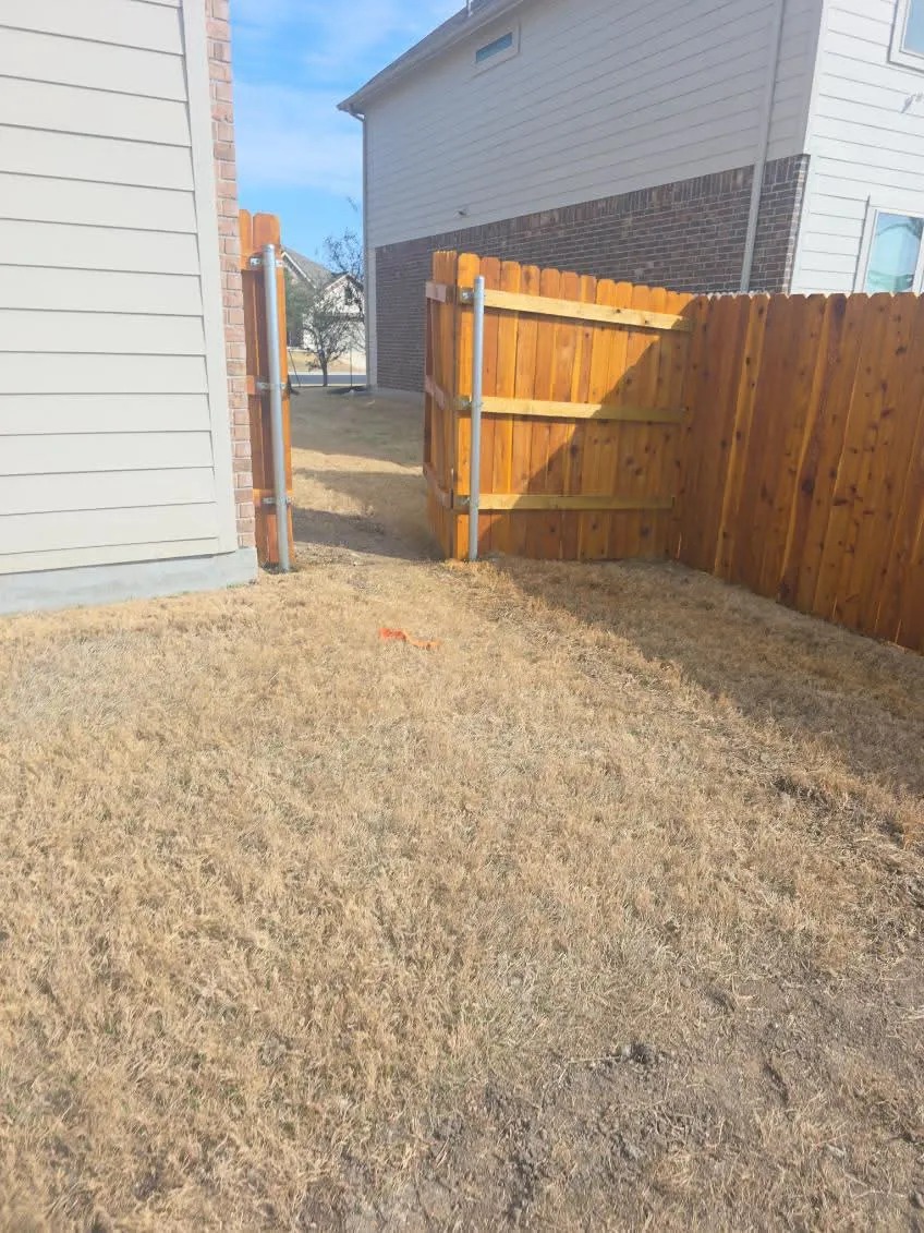 Custom Wooden Side Entry Gate with Steel Post Frame