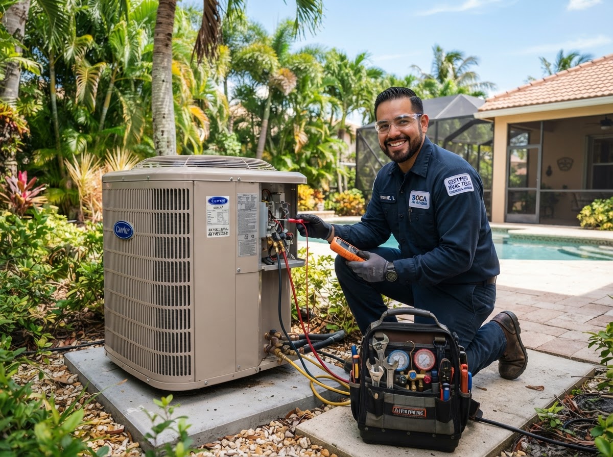Certified HVAC and plumbing technician servicing home mechanicals