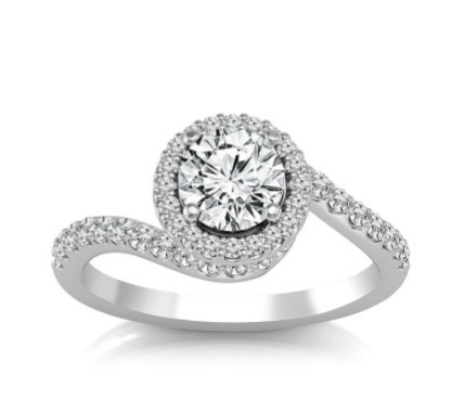 Swirl Halo Engagement Ring