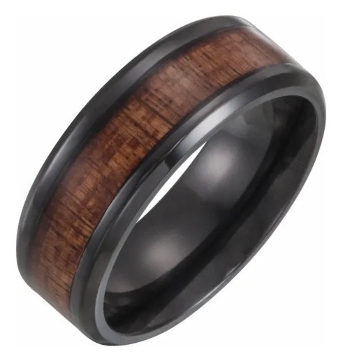 Black Wood Inlay Men's Band